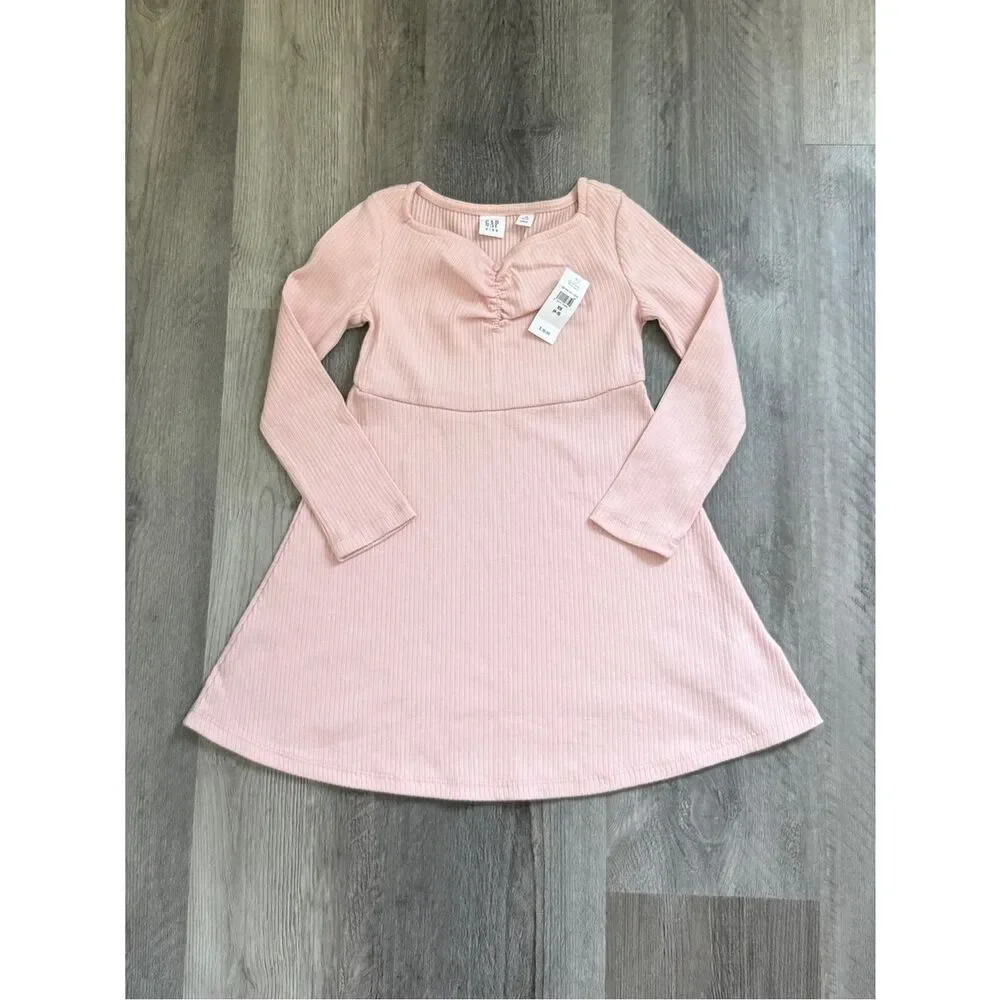 GAP Girls Dress Pink Ribbed Long Sleeve NEW XS 4-5